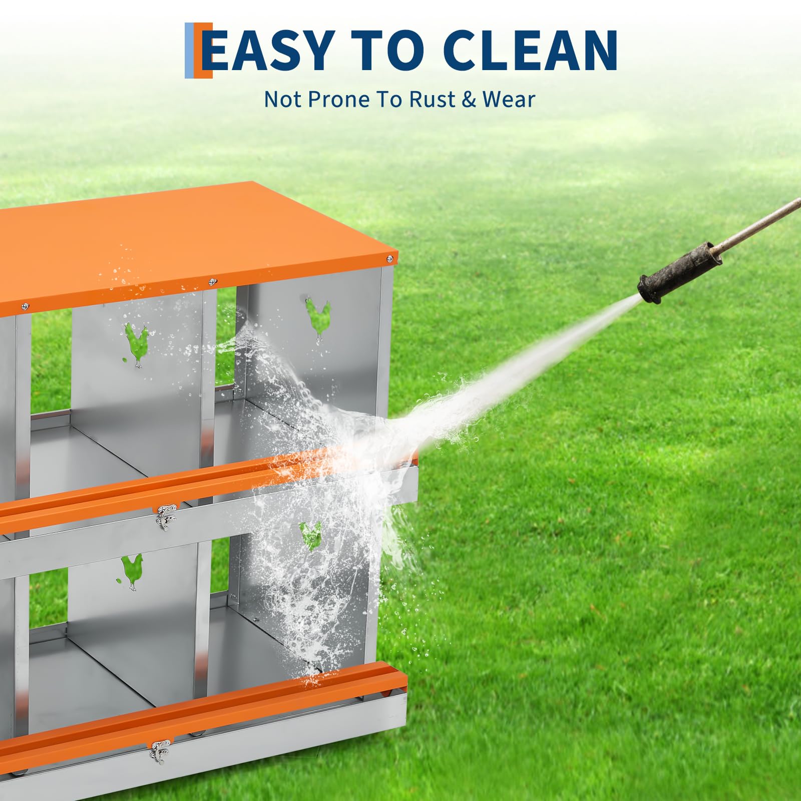 Garvee Chicken Nesting Boxes for Laying Eggs, 8 Compartments, Galvanized Steel, Tilt Design & Ventilation, Easy Assembly, Egg Collection & Protection, Poultry Coop