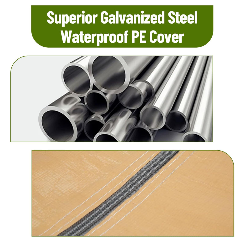 Garvee 10x20 Inch Carport Waterproof UV Resistant Roll-Up Mesh Window Heavy Duty Galvanized Steel Frame Portable Garage for Truck & Boat