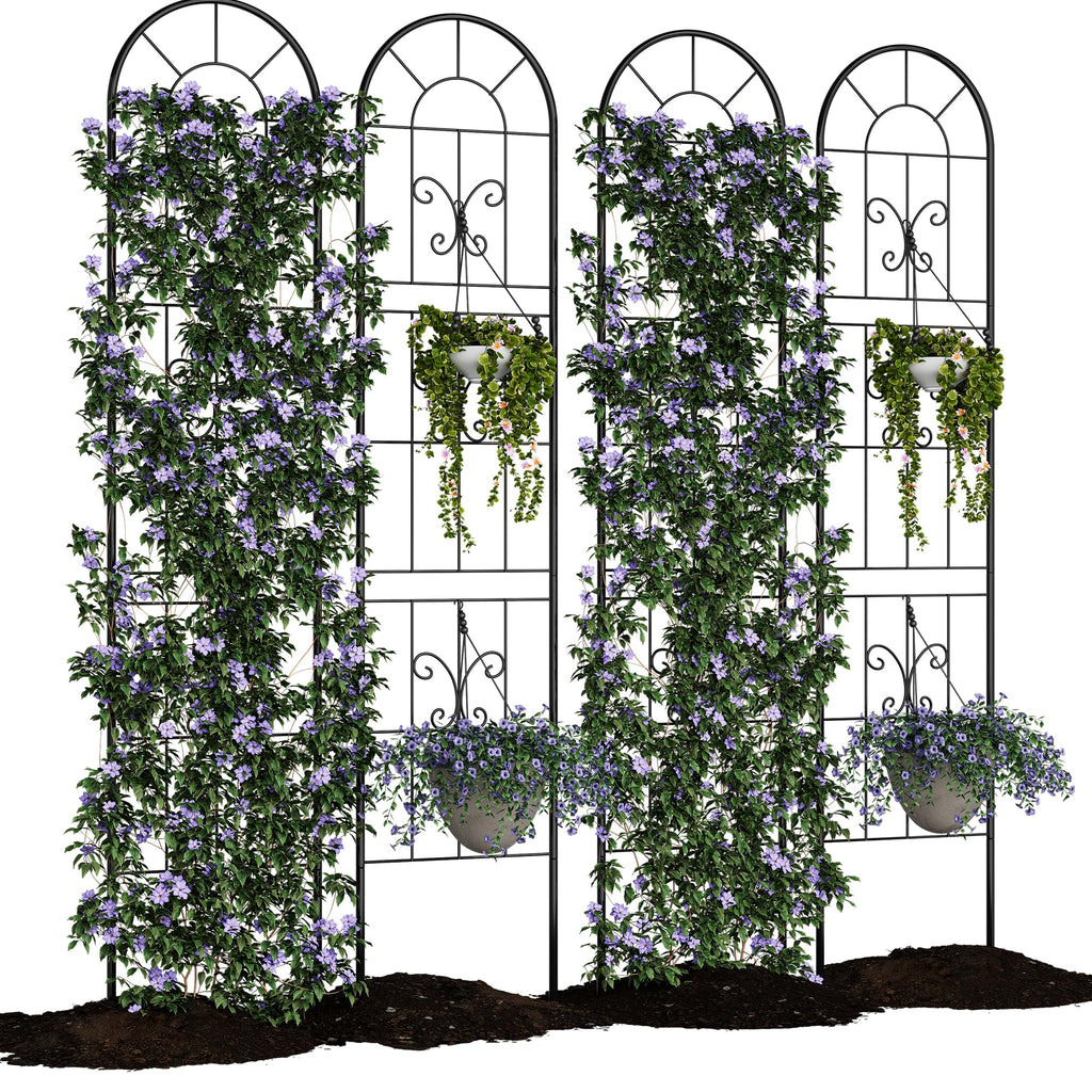 Garvee 4 Pack No Dig Dog Fence Panels - 55 Inch Tall Rustproof Animal Barrier with Gate - Decorative Garden Fence for Yard Patio