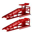 Garvee 2-Pack Hydraulic Car Ramps - 3-Ton Heavy-Duty Steel with Adjustable Height, Wide Incline, and Low Profile for Vehicle Maintenance and Garage Use, Red
