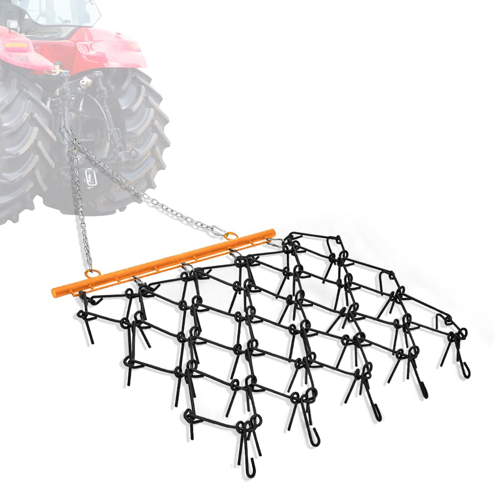 Garvee 4' x 4' Heavy Duty Chain Drag Harrow 3/8" Tines - Industrial Steel, Flexible Use - Fits 2" Hitch, 100 lbs Durable Power - Farm, Yard, ATV, UTV, Lawn Tractor