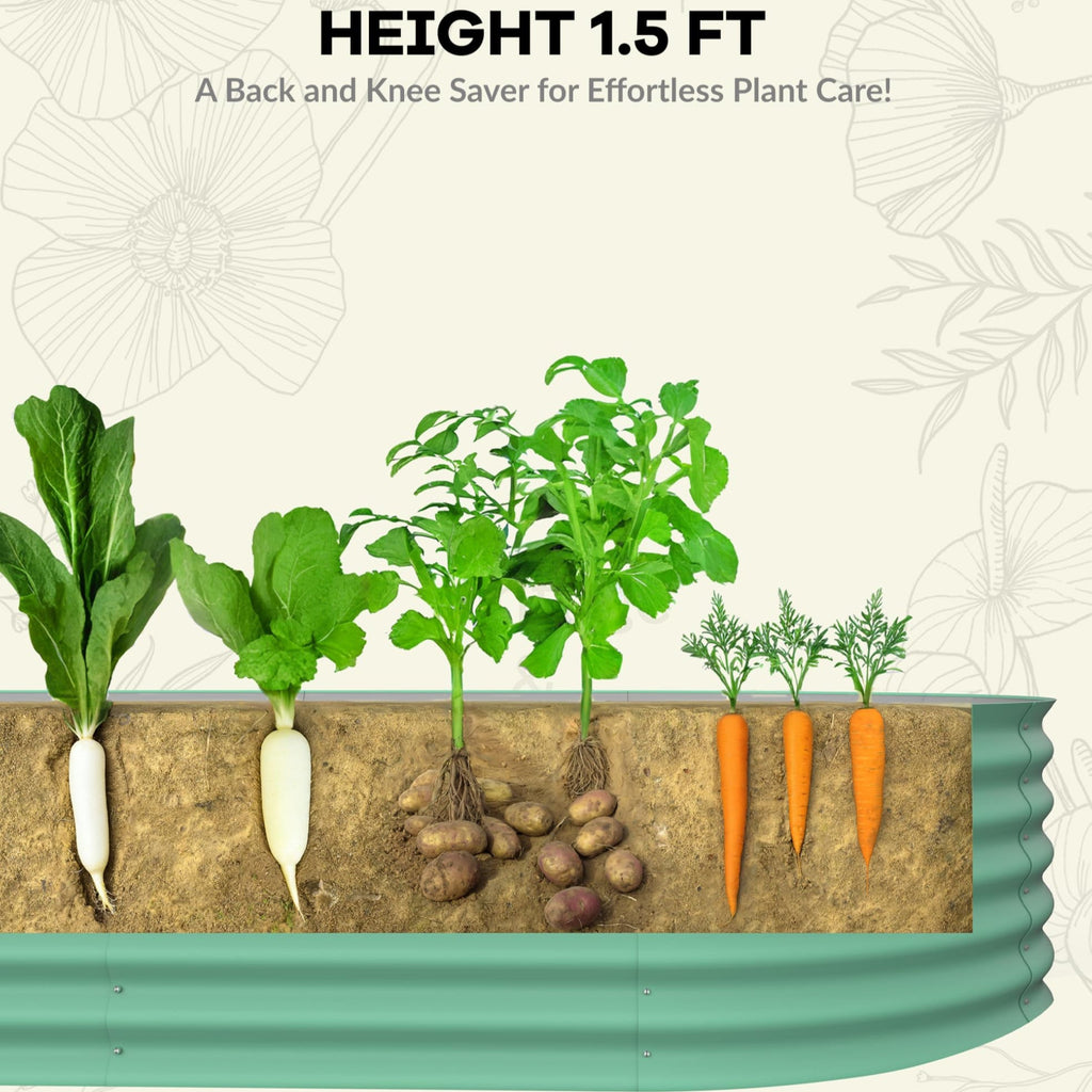 Garvee  8' X 4' X 1.5' Raised Garden Bed,Galvanized Raised Planter Boxes Outdoor with Easy Assembly, Large Garden Bed for Vegetables, Fruits, Flower,Raised Garden Bed,Green