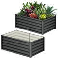 Garvee Raised Garden Bed Set of 2 6x3x1.5FT Galvanized Metal Durable Stability Open Base Safety Edge Dark Gray for Patios Yards Gardens