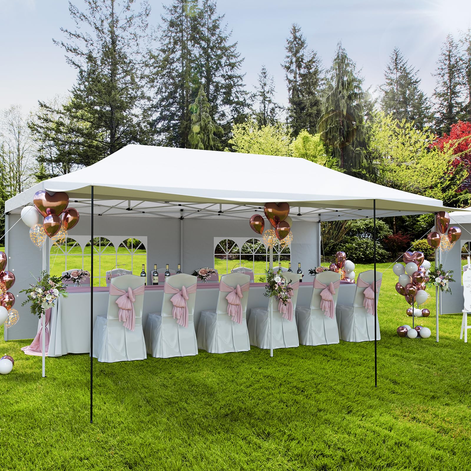 Garvee 10'x20' Heavy Duty Pop Up Canopy Tent - Commercial Waterproof UV50+ Oxford Fabric with Removable Sidewalls & Roller Bag