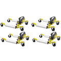 Garvee 4PCS Car Wheel Dolly with Hydraulic Tire Jack, 1500LBS Capacity, Ratcheting Foot Pedal, Stainless Steel, Adjustable for Truck RV Trailer, Yellow