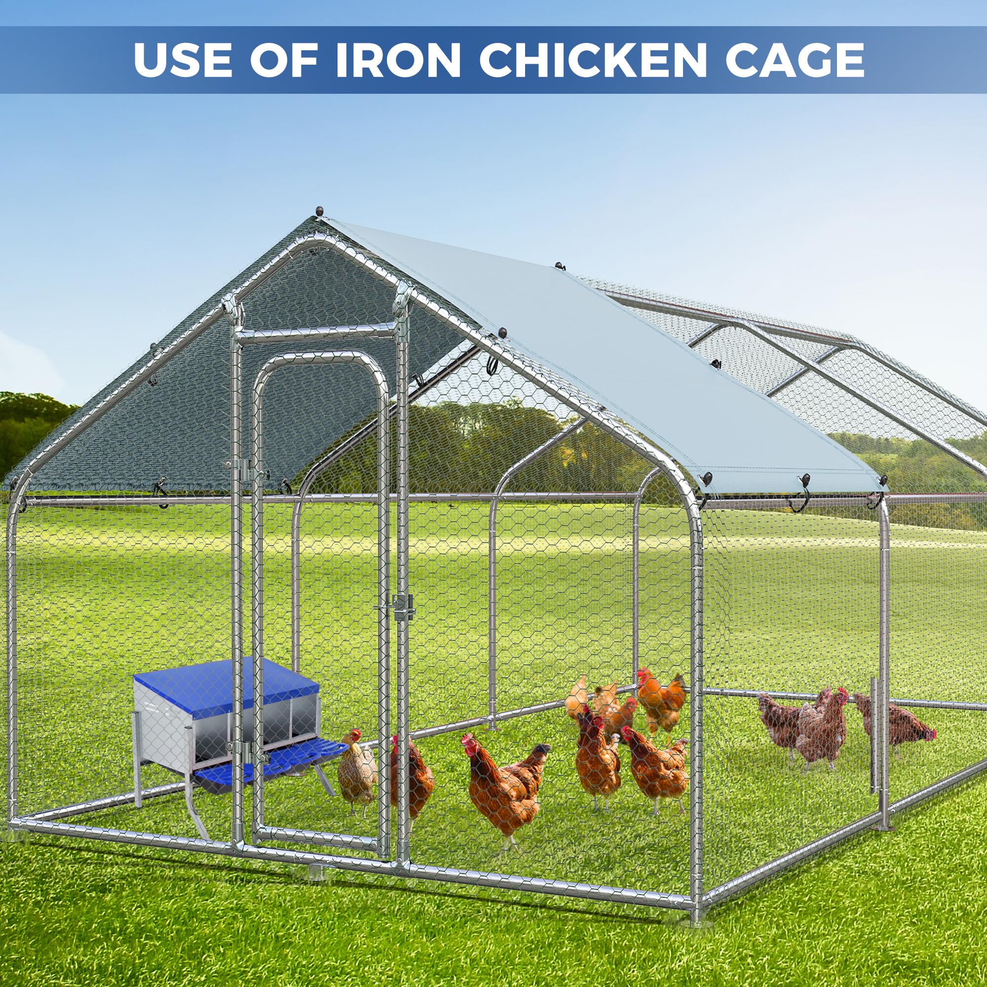 Garvee Chicken Nesting Boxes, 4 Hole with Legs Metal Wall Mount Roll Away Nest with Removable Trays and Roll Out Egg Collection for Chicken Coop