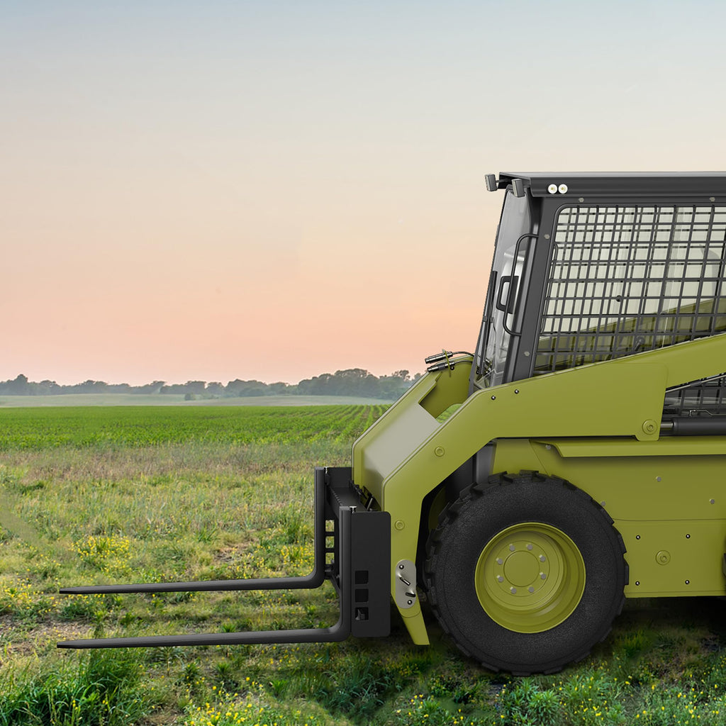 Garvee Skid Steer Pallet Fork Frame Attachment 2500 lbs, 42" Fork Blades and 45" Pallet Fork Frame, with 2 Hay Spear Sleeves, 2" Receiver Hitch, Compatible with Kubota Loaders Tractors