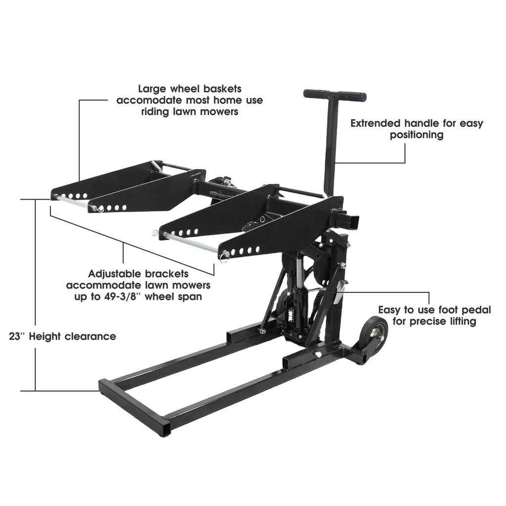 Garvee 550 lbs Lawn Mower Lift Jack for Riding Mowers, Adjustable Fit, Durable Steel, Secure Lock, Fits Lawn Tractors & Zero Turn Mowers, Garage Use