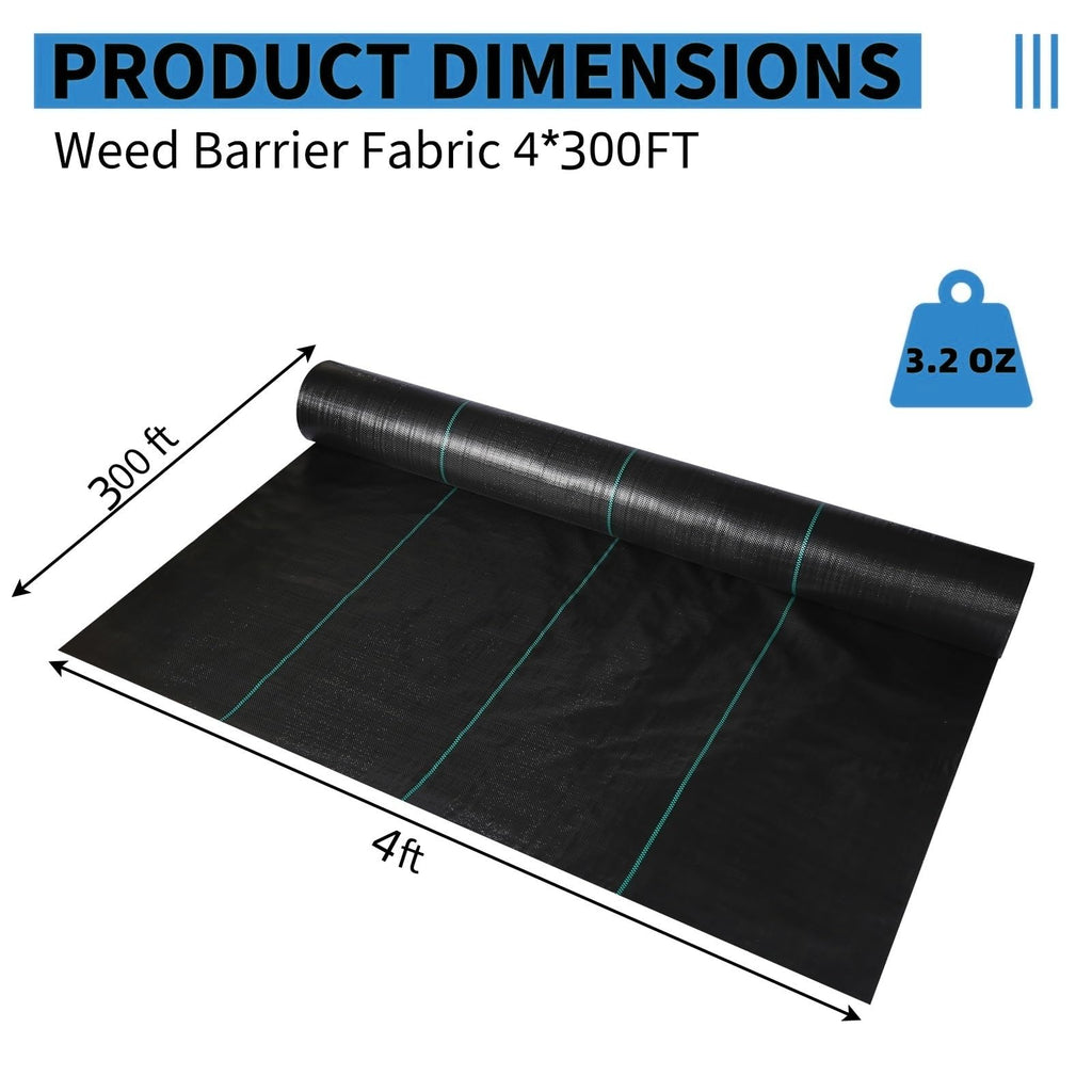 Garvee Weed Barrier Landscape Fabric 3.2 OZ Heavy Duty Polypropylene UV-Resistant Driveway Garden Cloth for Weed Control, Water Permeable, Easy Install, Landscaping