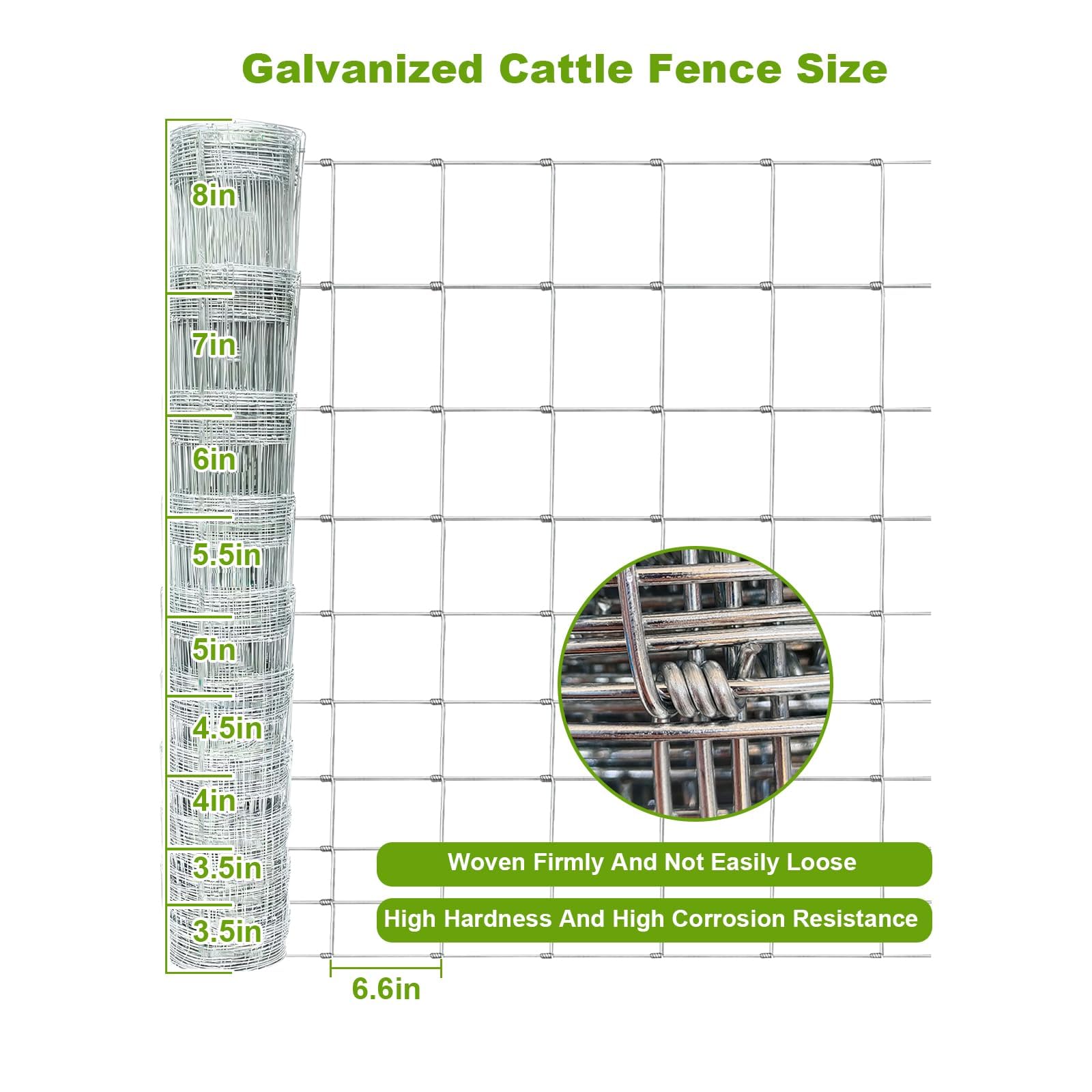 GARVEE 4'x164' Heavy Duty Galvanized Wire Mesh - 14-Gauge Steel Fence for Pasture/Stable/Yard Enclosure (Farm Fencing)