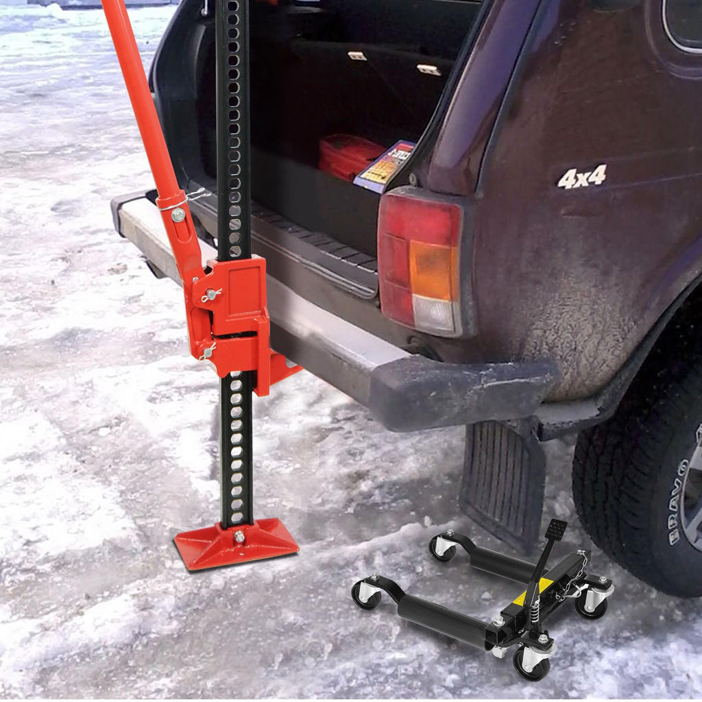 Garvee 4 Pack Hydraulic Car Wheel Dolly Jack & 3 Ton Farm Jack - Heavy Duty 6000-lbs Lift, Steel Construction, Smooth Movement, Versatile for Cars & Trucks