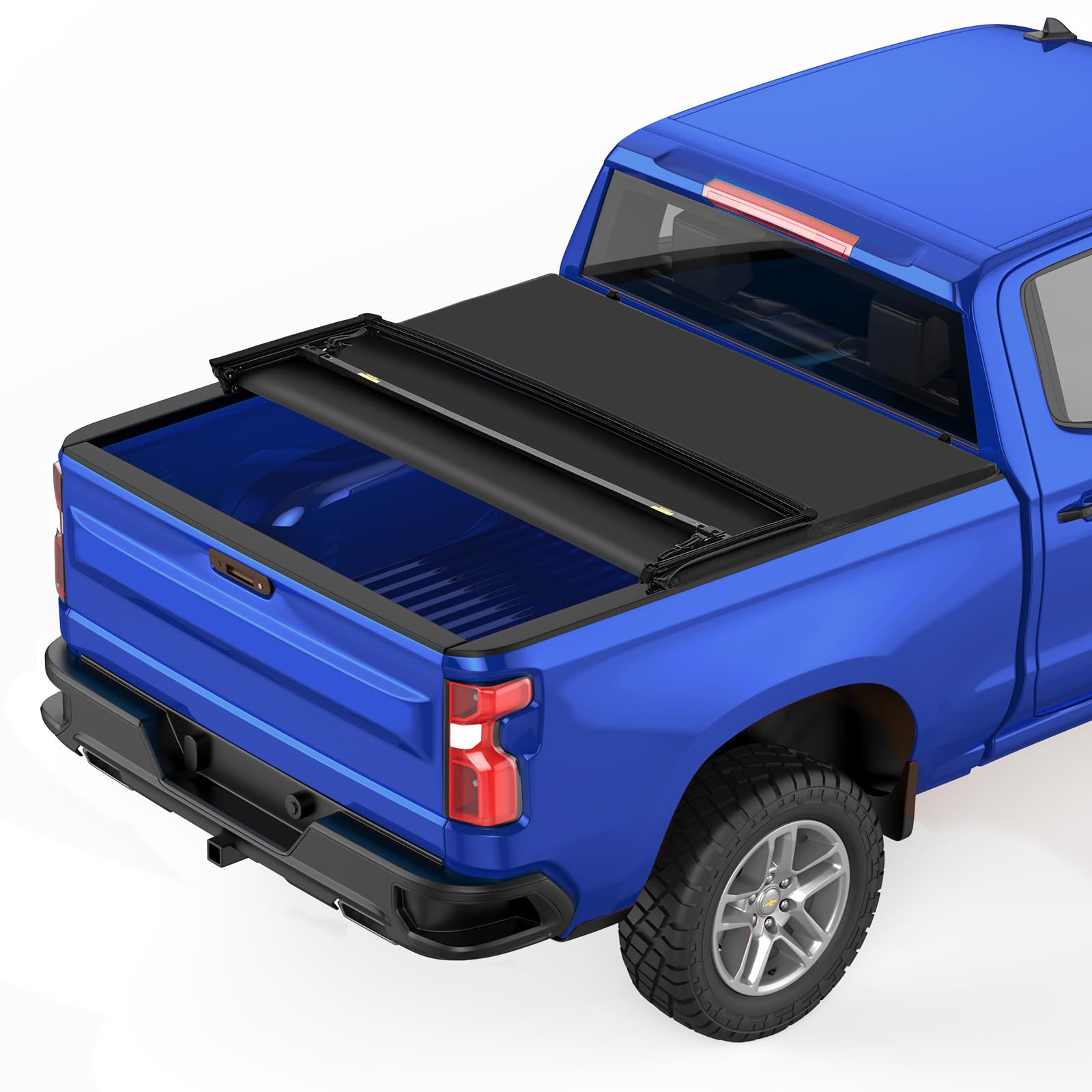 Garvee 5.8FT Soft Tri-fold Truck Bed Tonneau Cover Compatible with 2019-2025 Chevrolet Silverado/GMC Sierra 1500, Foldable Truck Bed Cover