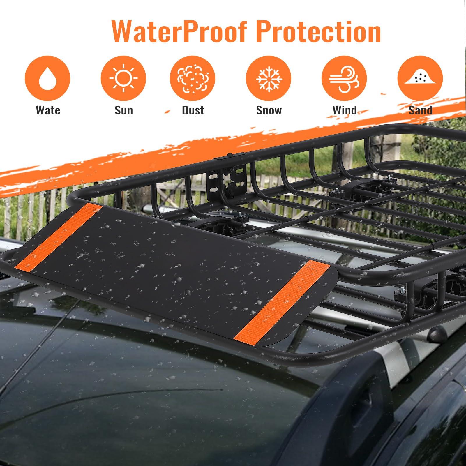 Garvee Roof Rack Basket 51x36x5 Cargo Carrier 200LBS Load Capacity PU Material Easy Installation Black Powder-Coated Universal Fit for SUV Truck RV