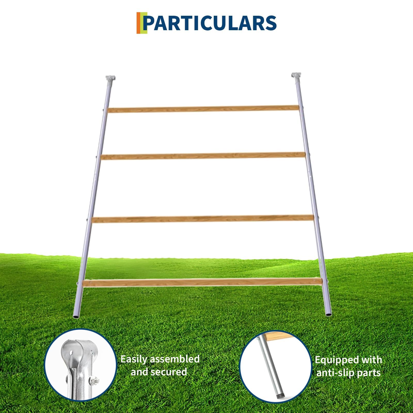 Garvee Chicken Perch for Coop 55x40'' Galvanized Iron & Wood Weatherproof Ladder Design Stable Round Bars Multi-Tier Roosting for Backyard Poultry