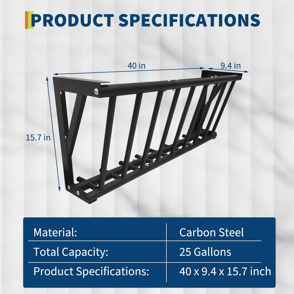 Garvee Wall Mount Hay Rack Livestock Feeder 40" Long 25 Gallon Capacity Heavy Duty Carbon Steel Rust-Resistant Easy Install Indoor Outdoor