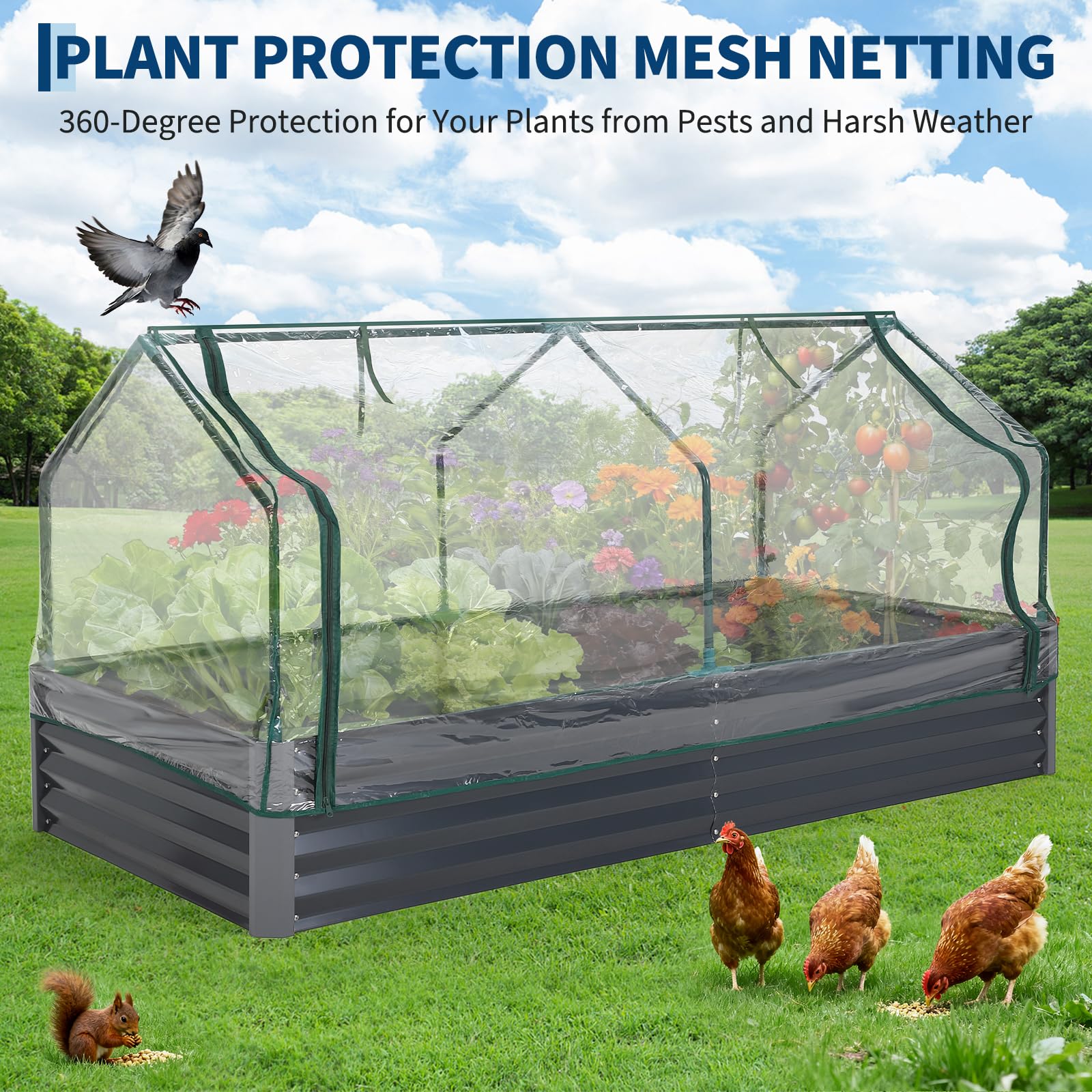 Garvee Galvanized Raised Garden Bed Kit Large Durable Planter with Reinforced Design & Optimal Drainage Steel Panels Easy Assembly for Outdoor Vegetable Gardening