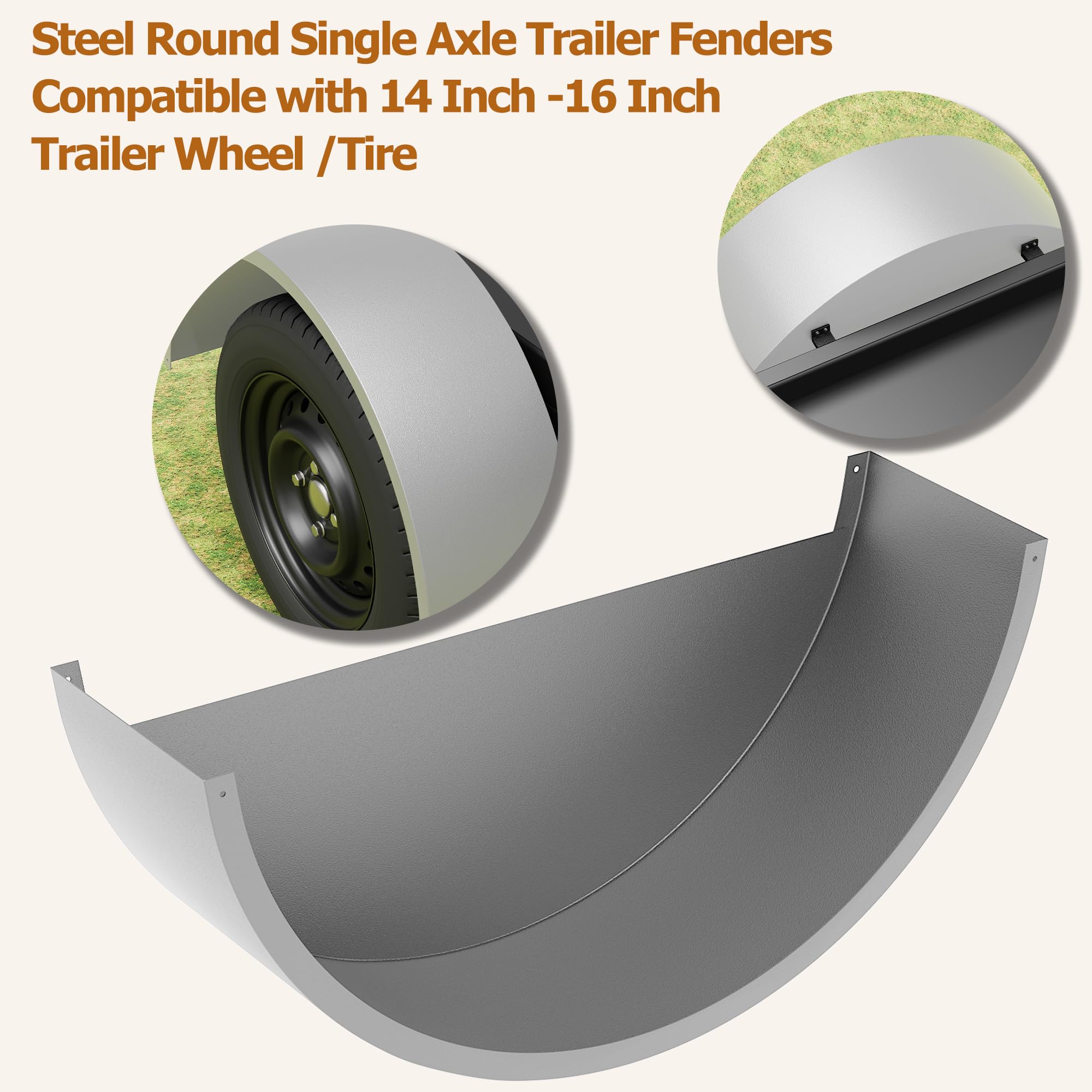 Garvee Single Axle Trailer Fenders for 14"-16" Wheels - Durable Steel, Rust-Resistant Electrophoretic Welding Surface, 32"x9"x15" for Utility and Landscape Trailers