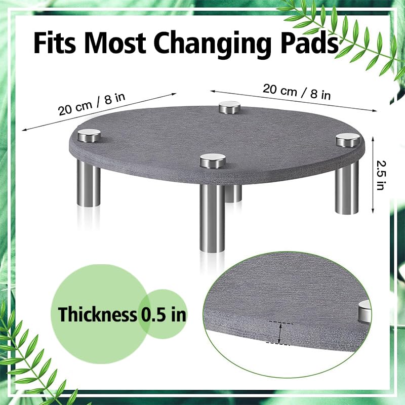 Garvee 2 Pack 8" Diatomaceous Earth Plant Saucers for Indoor, Absorbent Quick Drying Stone Plant Pot Trays with Stainless Steel Feet, No Holes Water Catcher Plates, Grey