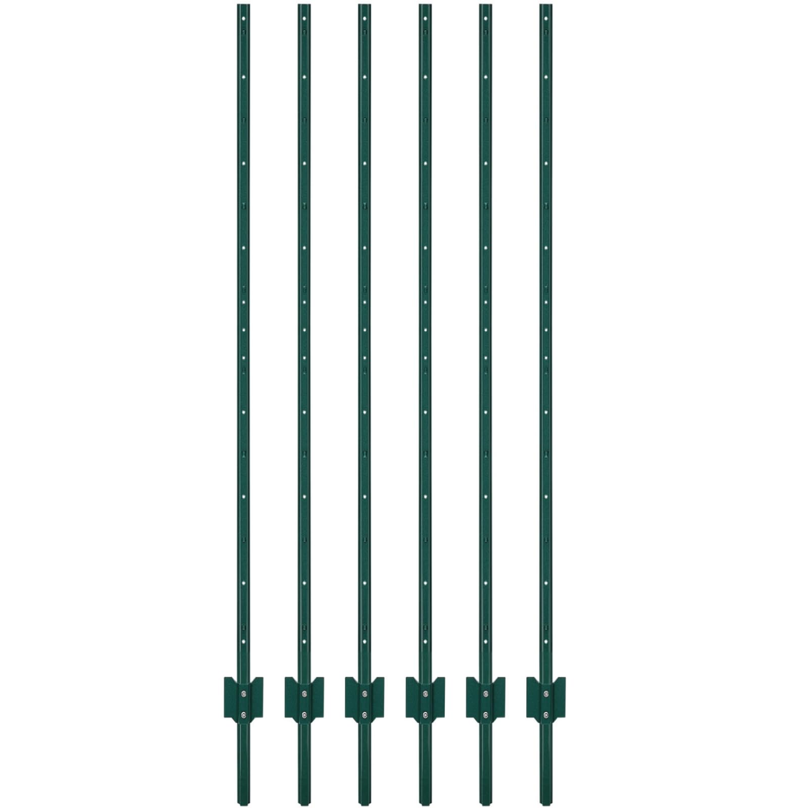 Garvee 7 ft Metal Fence Posts U-Channel Design Heavy Duty Steel Green Powder-Coated Adjustable Tabs Garden Yard Farm Outdoor