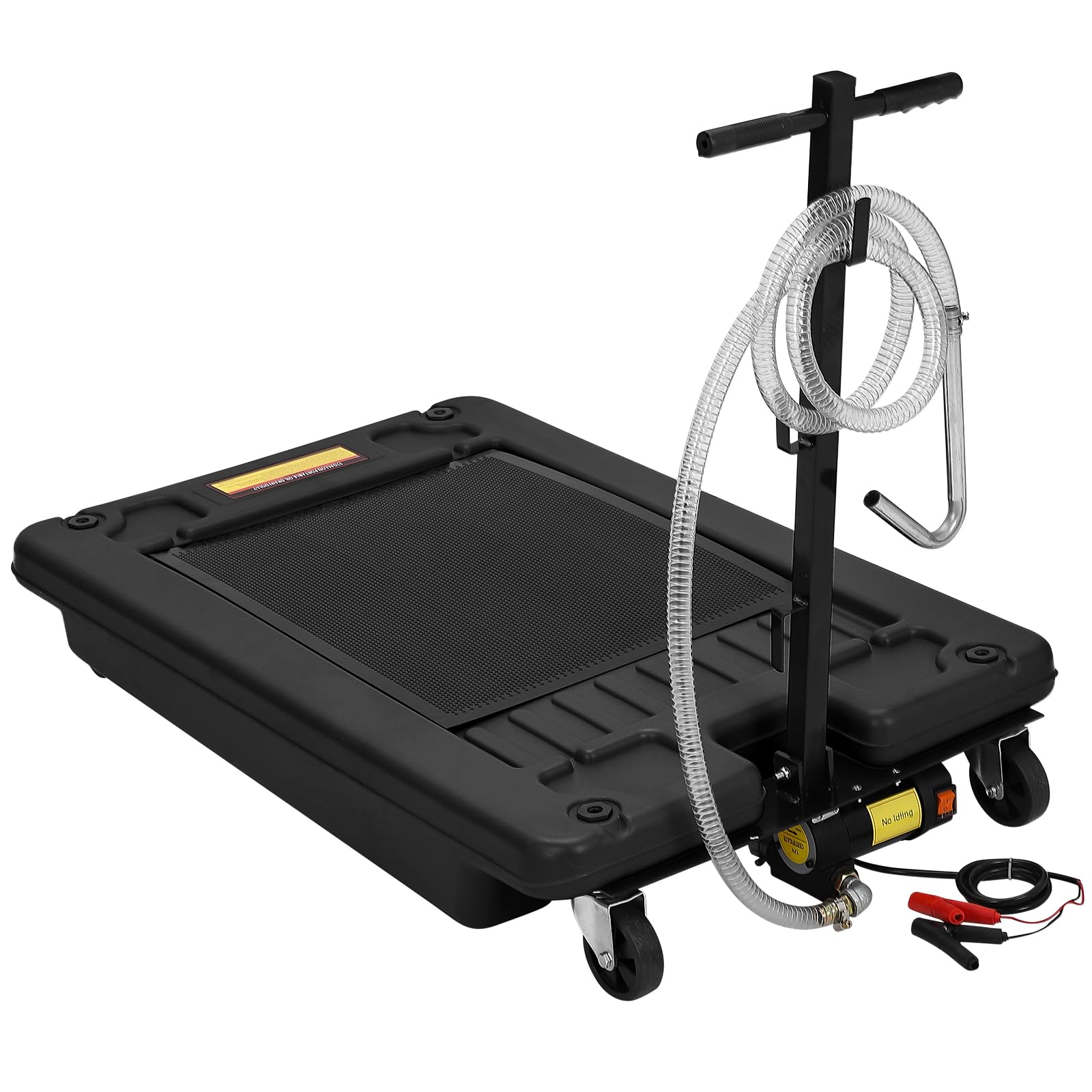 Garvee 17 Gallon Electric Oil Drain Pan with 12V Pump & 8 Ft Hose, Low Profile, T Folding Handle, Polypropylene, Wheels, for Cars SUVs Trucks