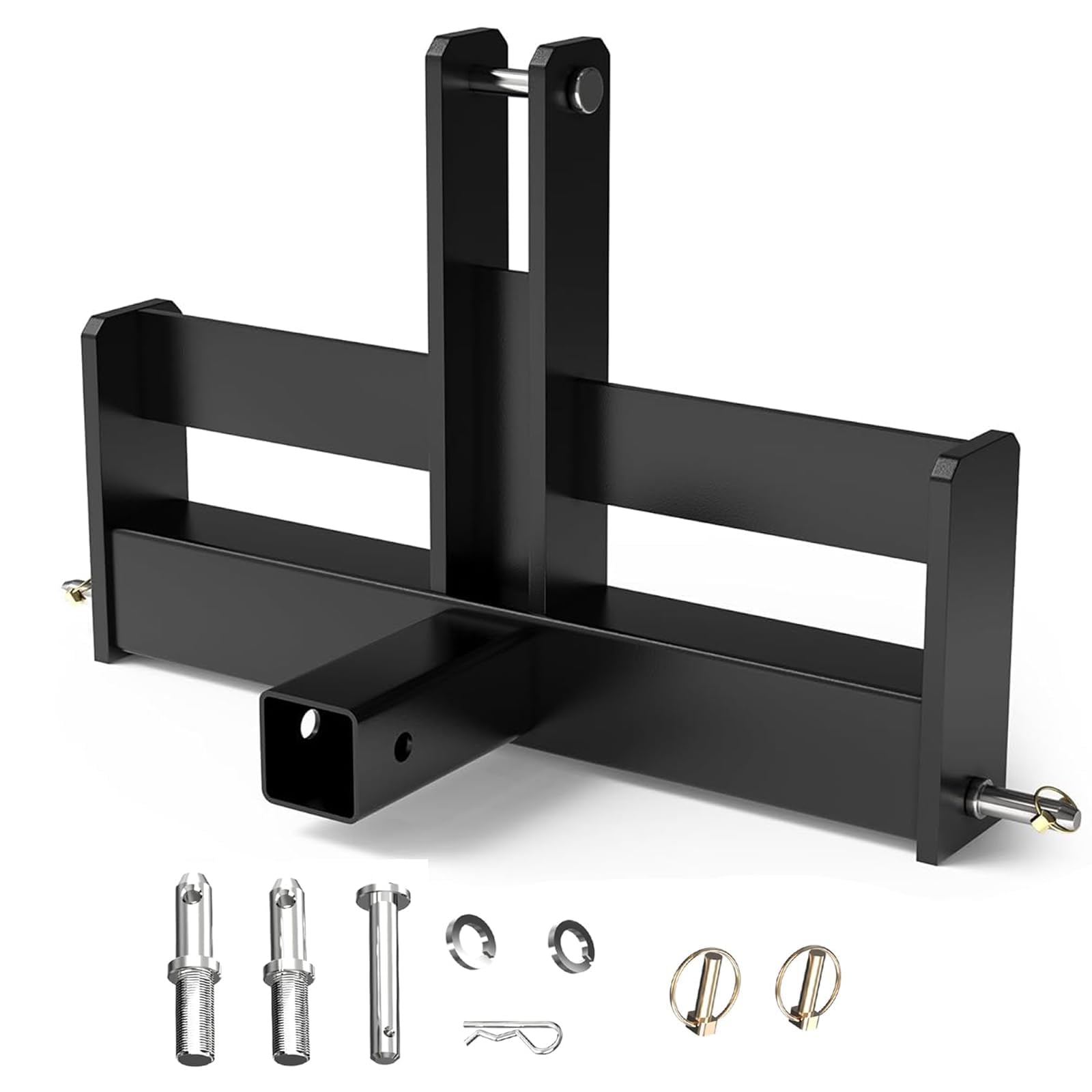 Garvee 3 Point Trailer Hitch with 2" Receiver for Category 1 Tractors - Heavy-Duty Steel, Quick-Install, Rust-Resistant, Includes Suitcase Weight Brackets - Industrial Use