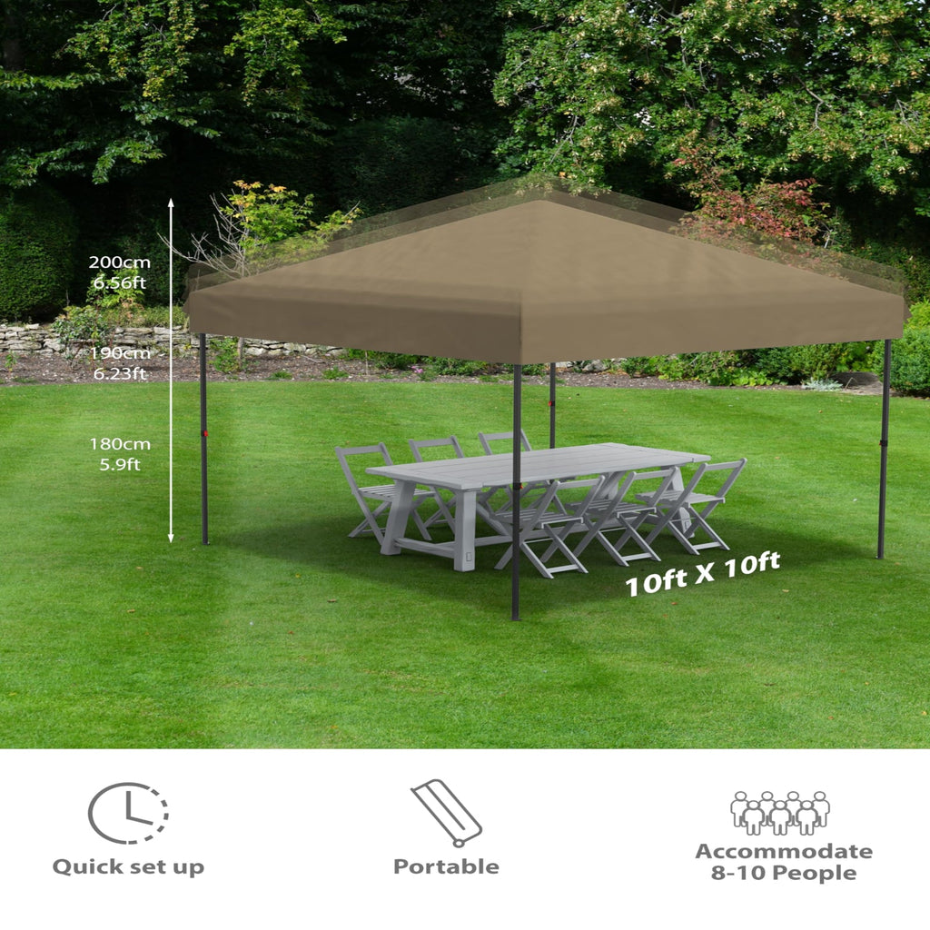 Garvee 10'x10' Pop-Up Canopy Tent - Heavy Duty Commercial Instant Shelter with 4 Sidewalls, One-Person Setup, Outdoor Canopy Tent, Brown