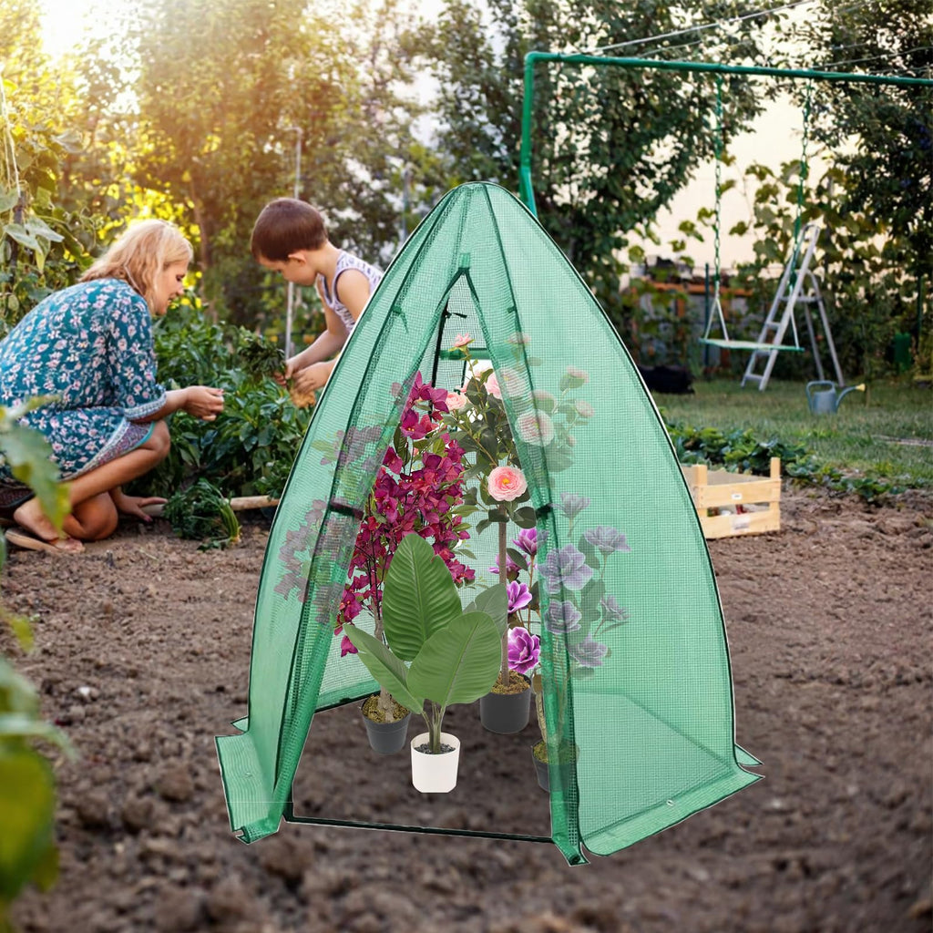 Garvee Outdoor Greenhouse for Plants, Hexagonal Portable Plant House with PE Cover, Zipper Door, Mesh Window, Stable Frame—Weather & Animal Protection for Vegetables, Flowers, Fruits, Herbs