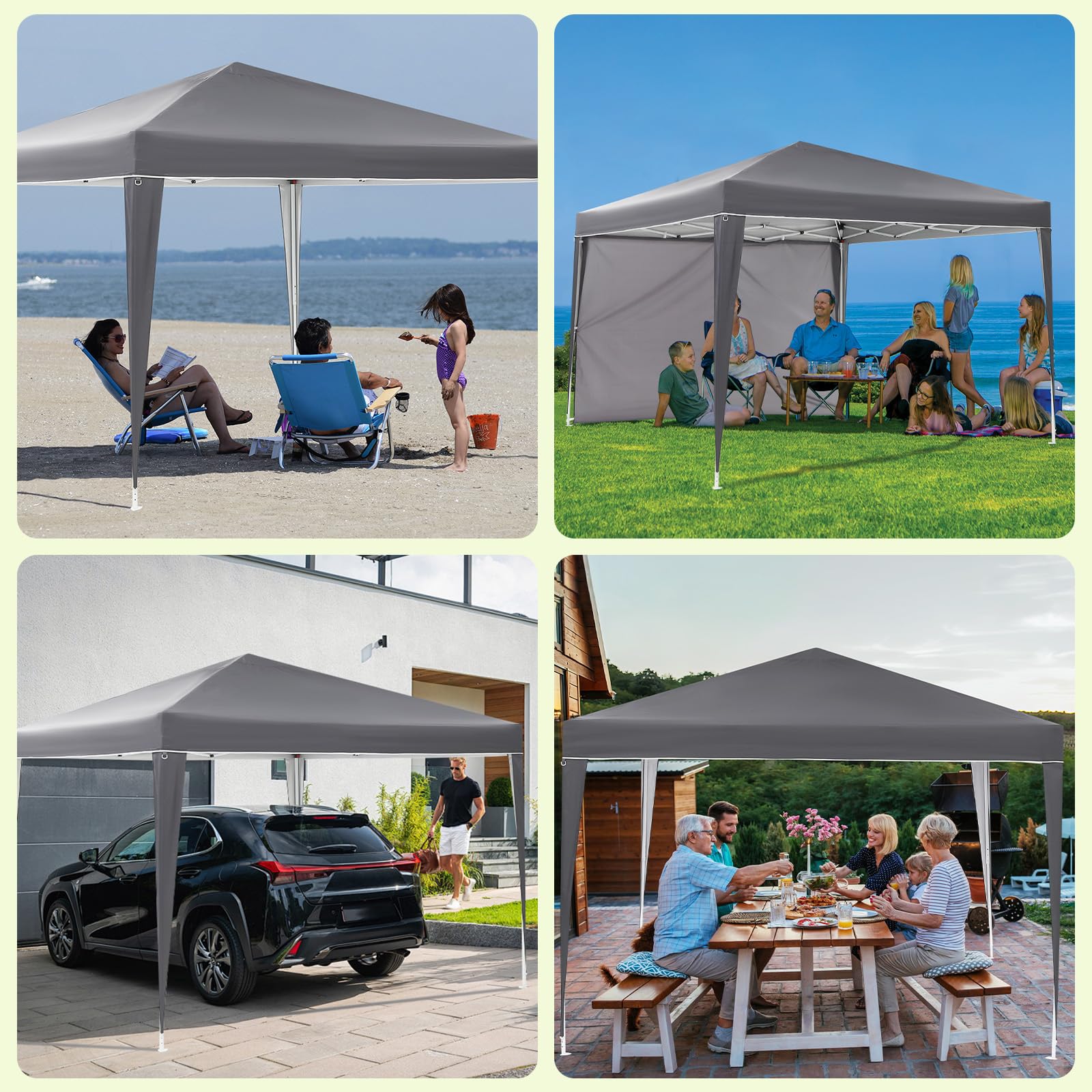 Garvee 10x10 Pop Up Canopy Tent Waterproof Portable with 4 Sidewalls, Roll-Up Windows, Heavy-Duty 600D Fabric, Sandbags & Stakes Included for Camping & Parties