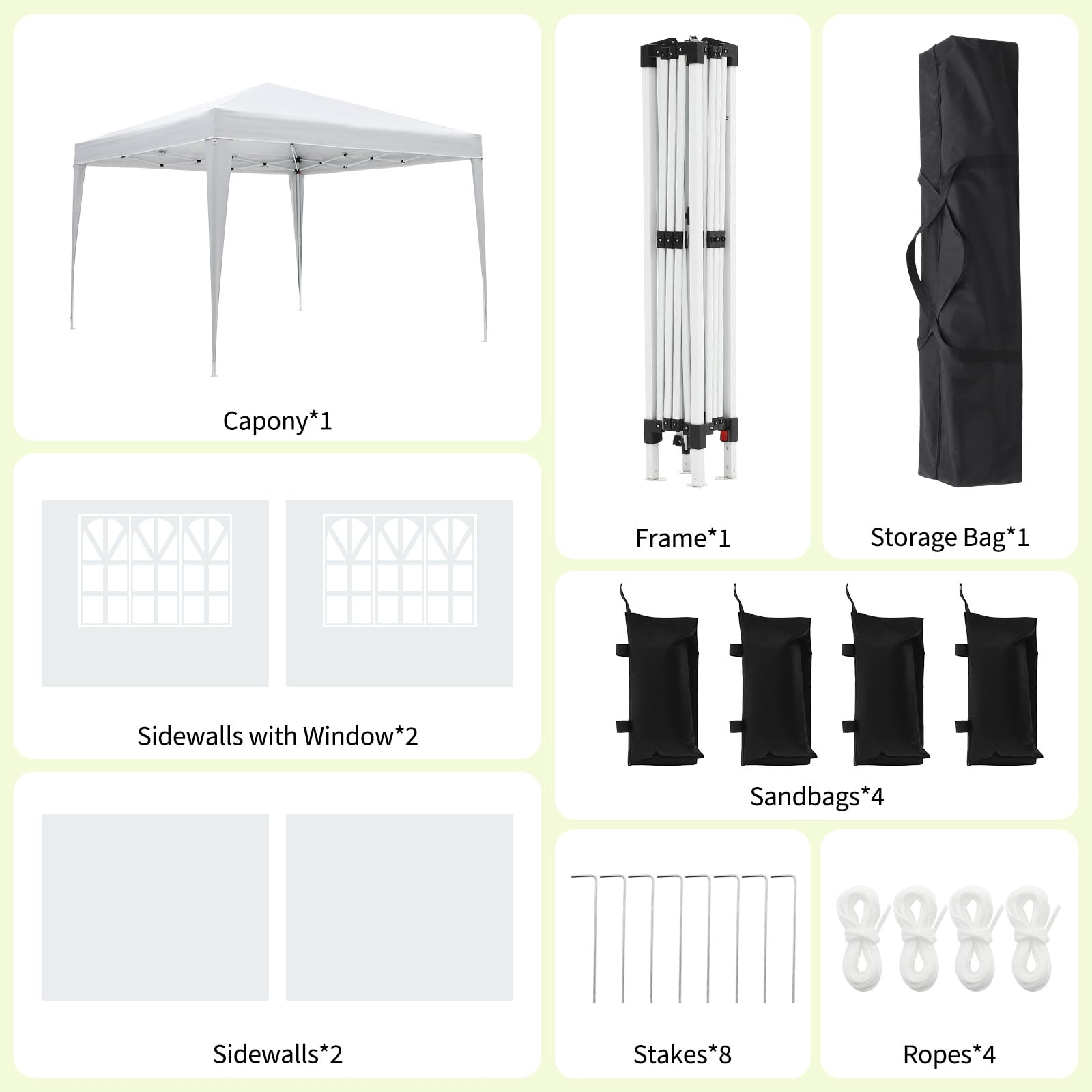 Garvee 10x10 Pop Up Canopy Tent Waterproof Instant Setup Roll-Up Windows Heavy-Duty Fabric Portable Gazebo for Camping Beach Parties Backyard