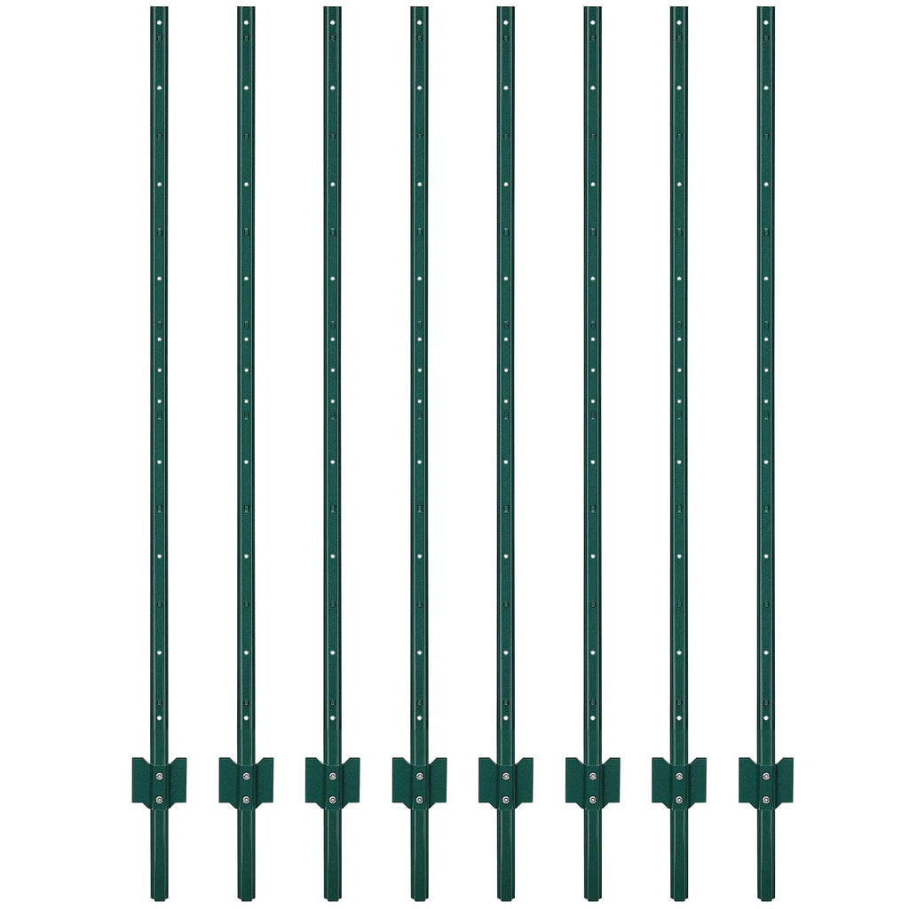 Garvee 6 ft Metal Fence Posts U-Channel Design Heavy Duty 14-Gauge Steel Green Powder-Coated Adjustable Tabs Garden Yard Farm