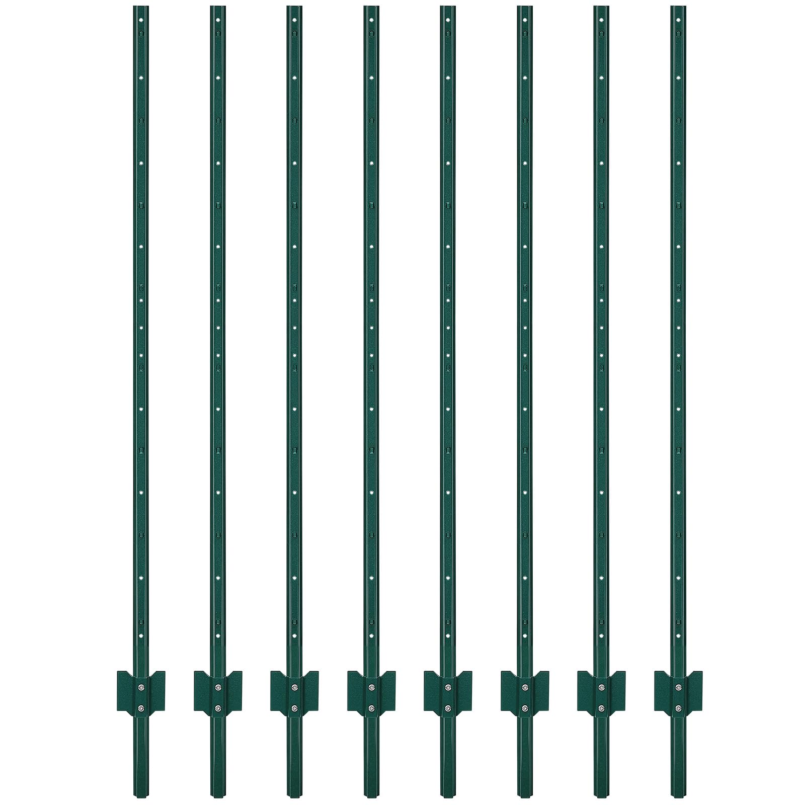 Garvee 6 ft Metal Fence Posts U-Channel Design Heavy Duty 14-Gauge Steel Green Powder-Coated Adjustable Tabs Garden Yard Farm