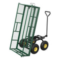 Garvee Garden Dump Cart 900 LBS Capacity Quick-Release Dumping Removable Steel Sidewalls 180° Swivel Handle 10" Pneumatic Tires Yard Farm Utility