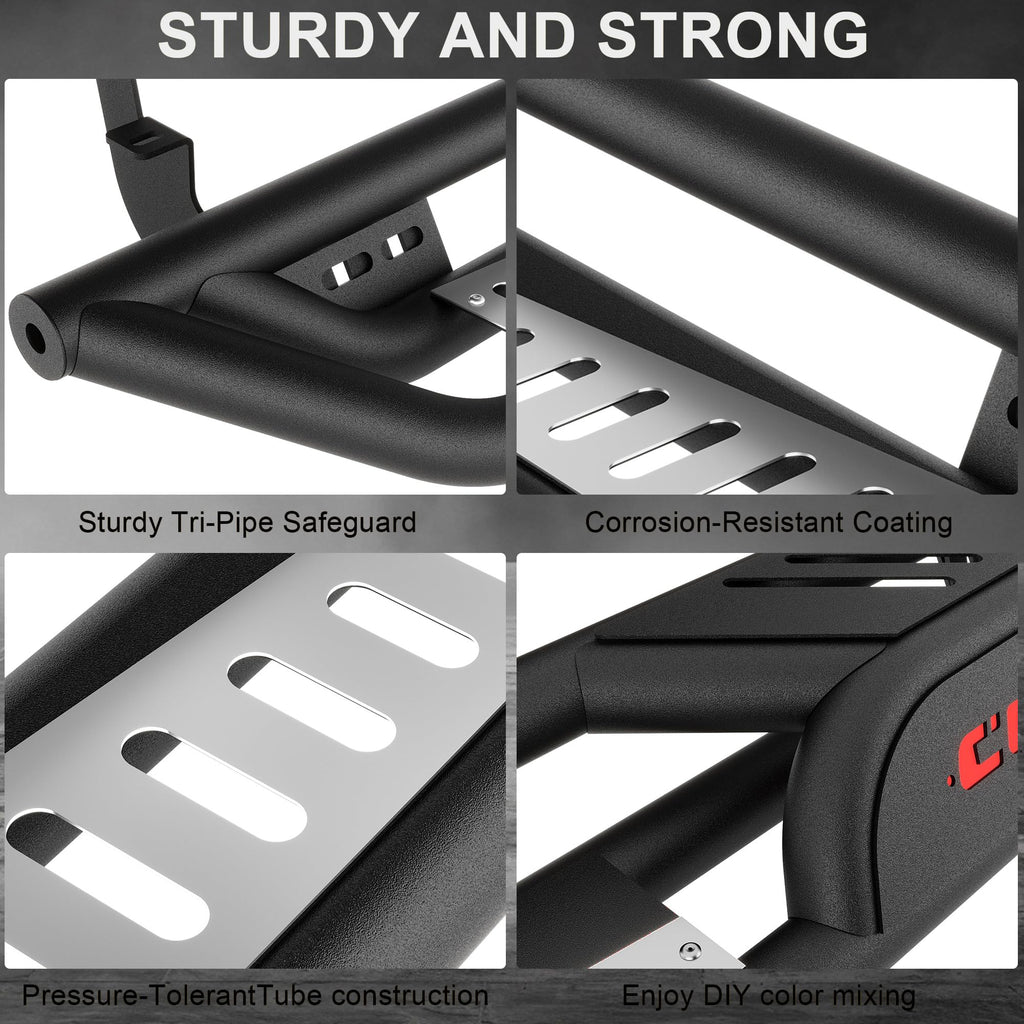 Garvee  6" Running Boards 550LB Side Steps, Non-Slip Black Powder Coated Rock Sliders, Fits 2009-2018 Dodge Ram 1500 Crew Cab, 2019-2024 Ram 1500 Classic, 2010-2024 Ram 2500/3500 Crew Cab