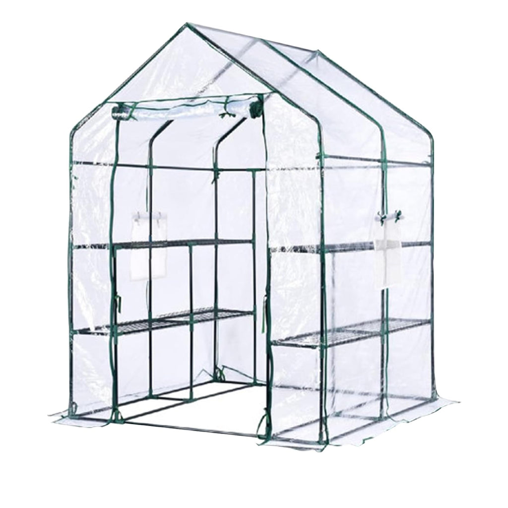 Garvee Walk-in Greenhouse with 6 Shelves, 56.3"x56.3"x76.77" Outdoor Portable Gardening House with Durable PE Cover & Zipper Door, Sturdy Anti-Rust Metal Frame, Ideal for Plants & Seedlings