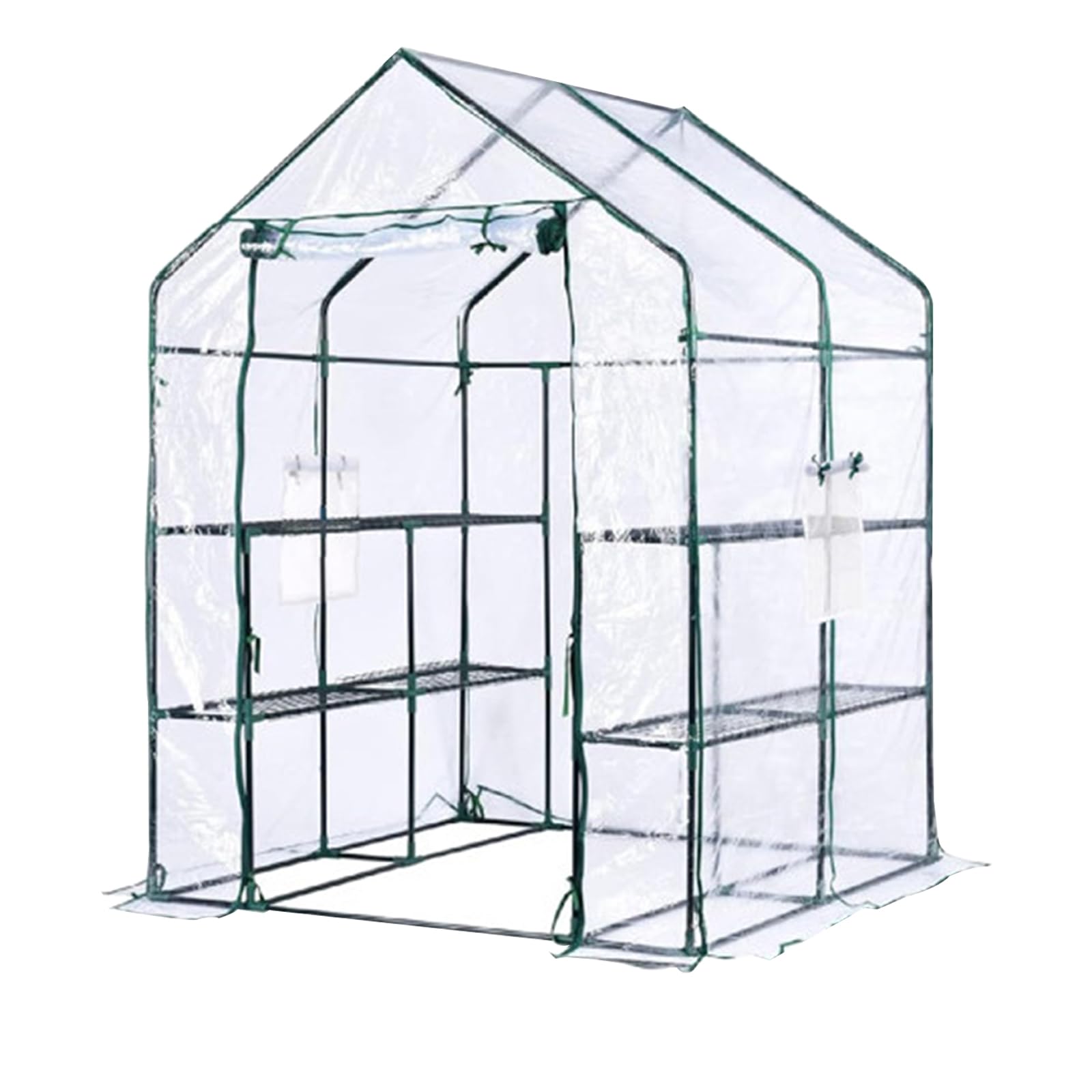 Garvee Walk-in Greenhouse with 6 Shelves, 56.3"x56.3"x76.77" Outdoor Portable Gardening House with Durable PE Cover & Zipper Door, Sturdy Anti-Rust Metal Frame, Ideal for Plants & Seedlings