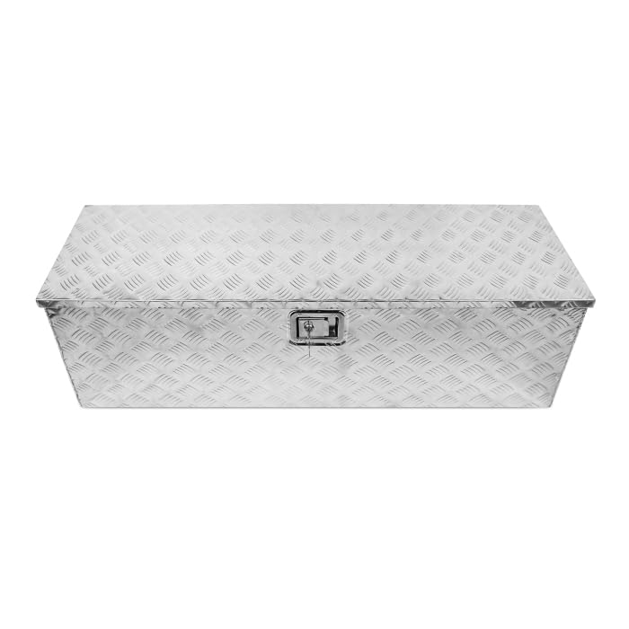 Garvee 48 Inch Aluminum Truck Tool Box, Diamond Plate Trailer Pickup Atv Truck Bed Storage Toolboxes w/Lock & 2 Keys, Rectangle, Silver