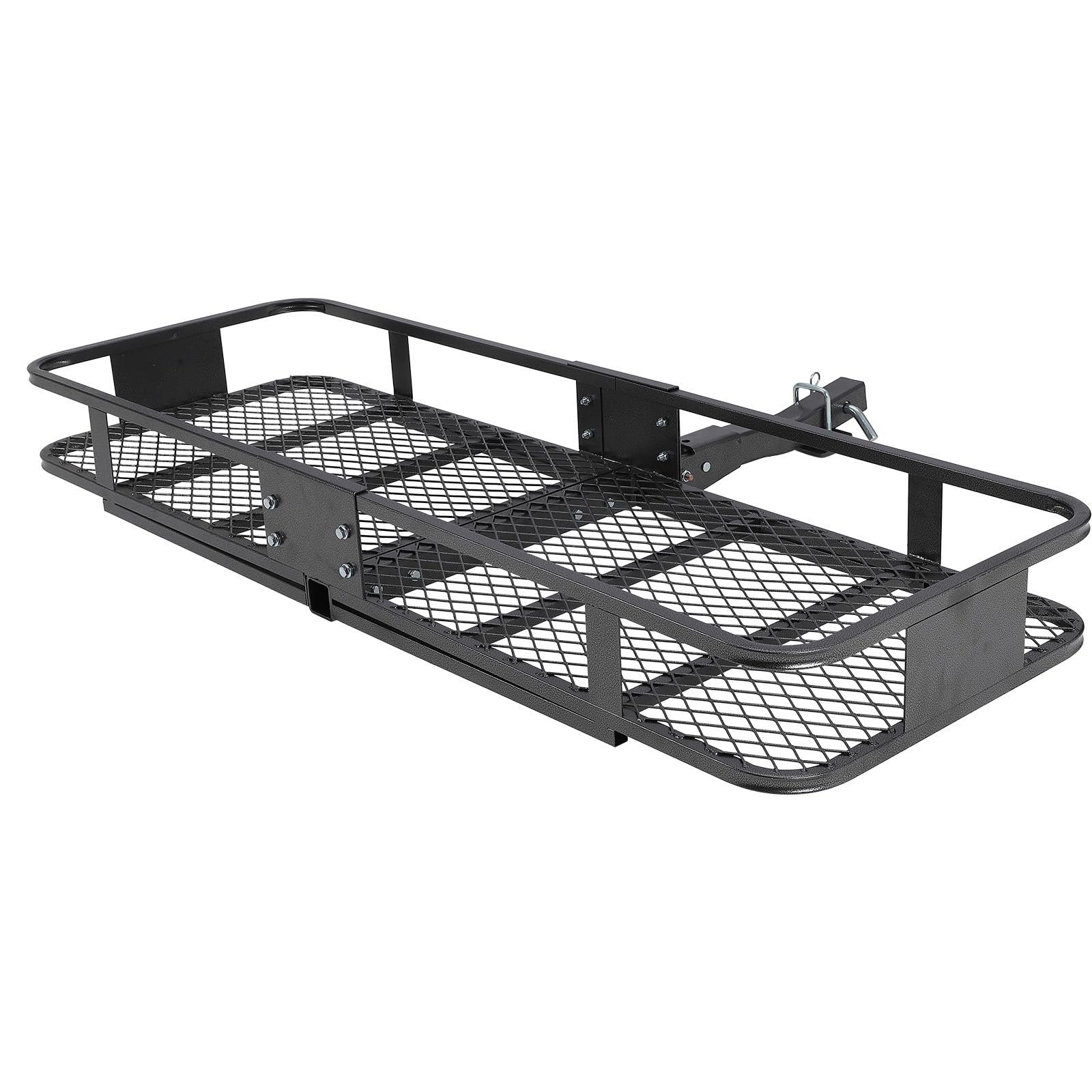 Garvee Hitch Basket Cargo Carrier 60x20x5, Heavy Duty 200 lbs, Black Steel, 2" Hitch Shank, Rust-Resistant PU Coating, Easy Install, Outdoor Travel