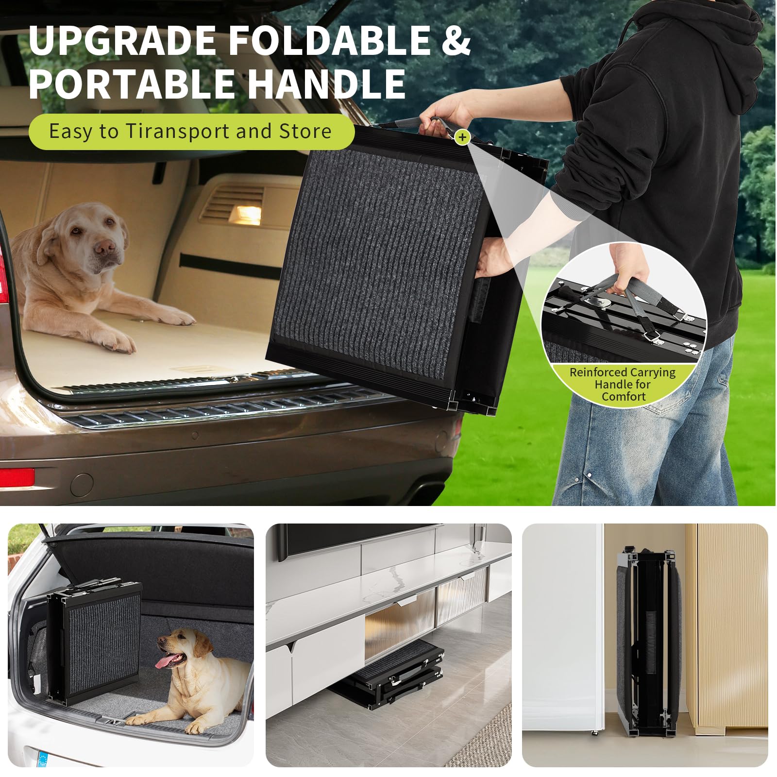 Garvee Upgraded Heavy Duty Dog Ramp for Cars, 71" x20" Folding Pet Ramp for Large Dogs with Non-Slip Surface Portable Dog Car Ramp for SUV Car, RVs & Truck, Outdoor Dog Ramp Up to 300 LBS
