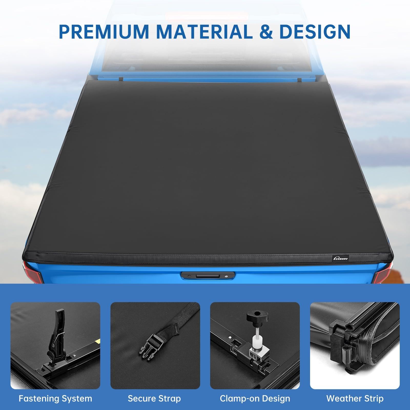 Garvee 5.8FT Soft Tri-Fold Truck Bed Tonneau Cover - Fits 2014-2018 Chevrolet Silverado/GMC Sierra 1500, Durable and Easy-to-Install Foldable Truck Cover