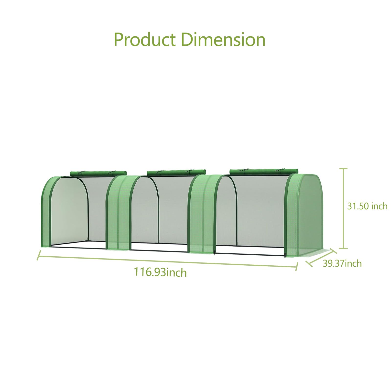 Garvee Mini Greenhouse PE Cover with Roll-up Zipper Door, Powder-coated Steel Frame, Transparent Heat-retentive Material, Portable for Balcony Garden