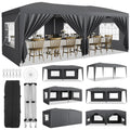 Garvee 10x20 Heavy Duty Pop Up Canopy Tent with 6 Removable Sidewalls, Adjustable 3 Heights, 210D Oxford Cloth, Waterproof, Stakes & Ropes, Outdoor Events