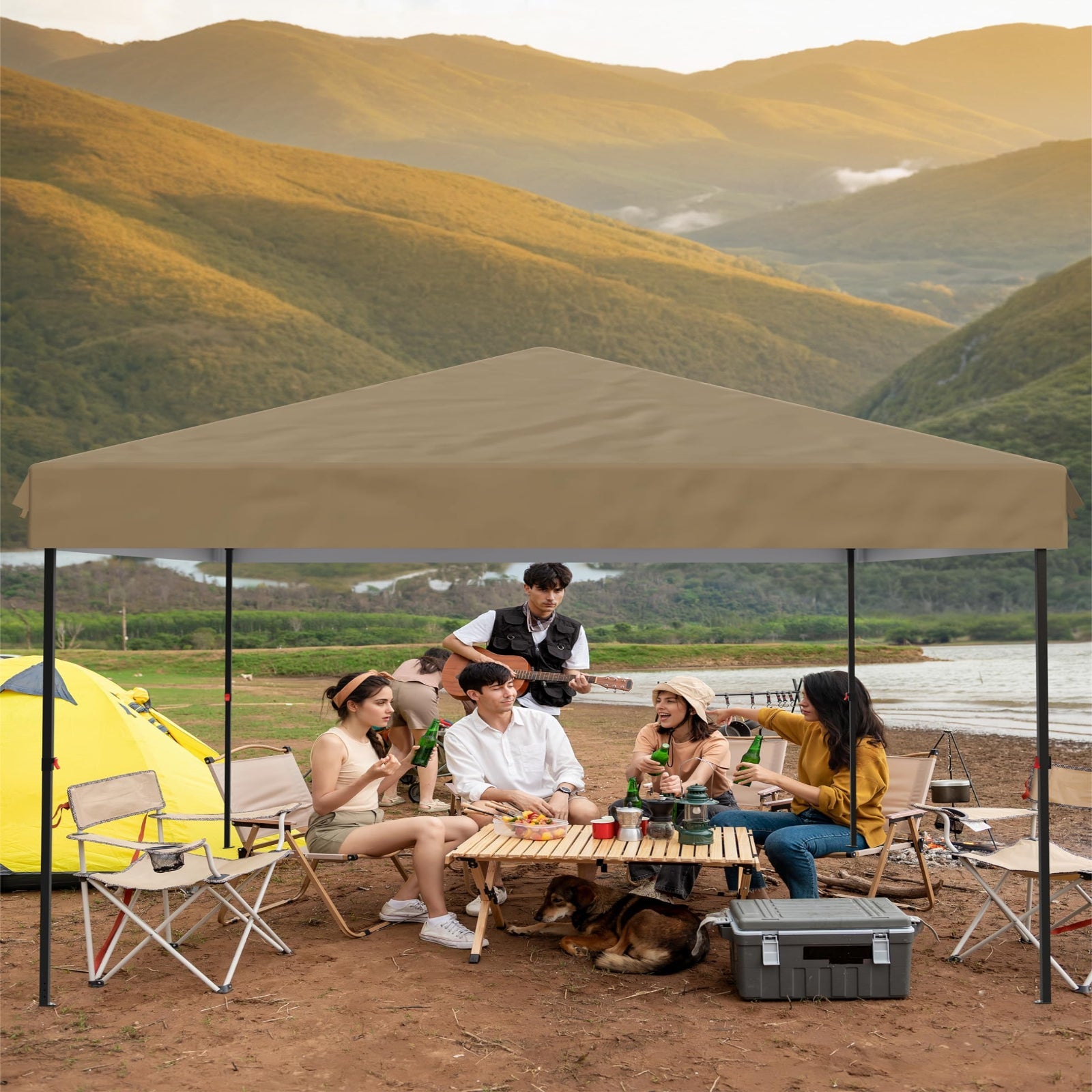 Garvee 10'x10' Pop-Up Canopy Tent - Heavy Duty Commercial Instant Shelter with 4 Sidewalls, One-Person Setup, Outdoor Canopy Tent, Brown