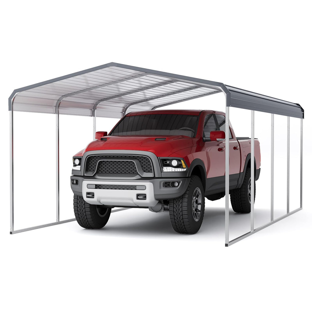 Garvee 12x20 FT Heavy-Duty Metal Carport with Galvanized Steel Roof & Frame, Rust-Resistant, Weatherproof, Stable Base, Easy Assembly, Outdoor Vehicle Shelter