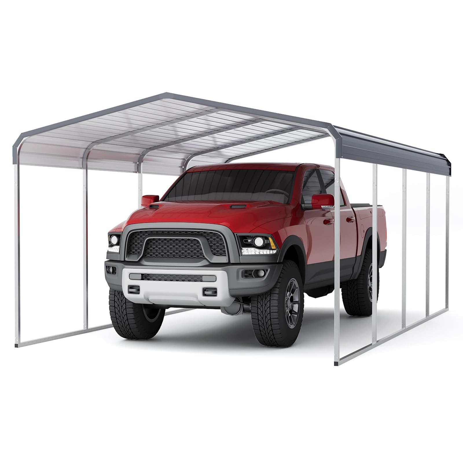 Garvee 12x20 FT Heavy-Duty Metal Carport with Galvanized Steel Roof & Frame, Rust-Resistant, Weatherproof, Stable Base, Easy Assembly, Outdoor Vehicle Shelter