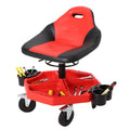 Garvee Rolling Mechanic Stool, 300 lbs Capacity, Height Adjustable 19''-24'' Soft Cushion Steel Frame Tool Tray Lockable Swivel Wheels Red Garage Workshop