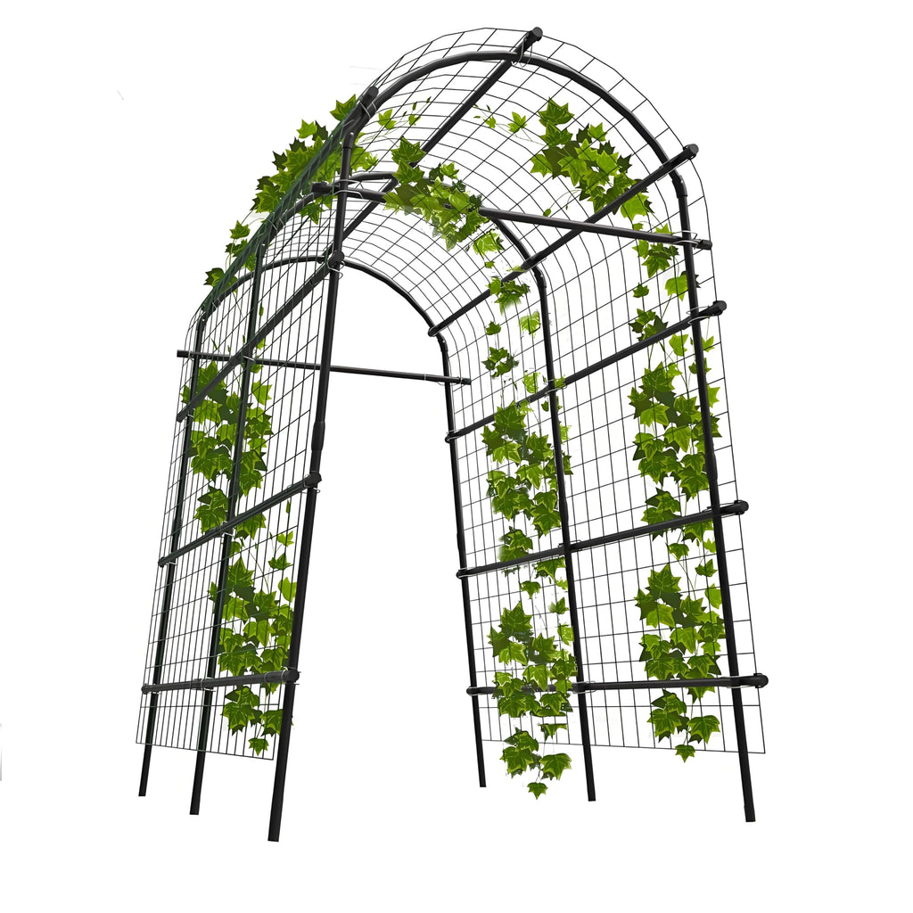 Garvee Garden Arch Trellis 7.5FT Extra Tall Stainless Steel Polyethylene-Coated Sturdy Netting Adjustable Width Outdoor Wedding Party Decor