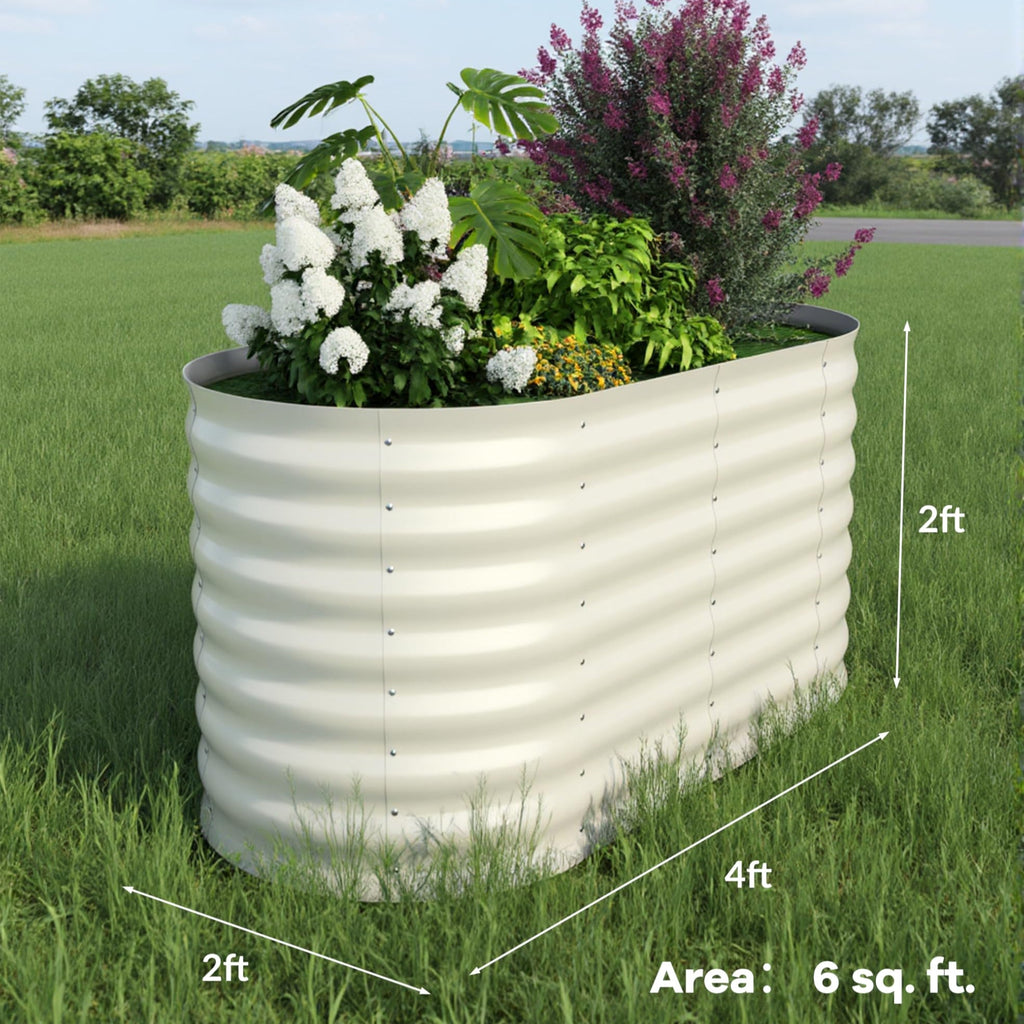 Garvee 4' X 2' X 2' Raised Garden Bed,Galvanized Raised Planter Boxes Outdoor with Easy Assembly, Large Garden Bed for Vegetables, Fruits, Flower,Raised Garden Bed,Beige