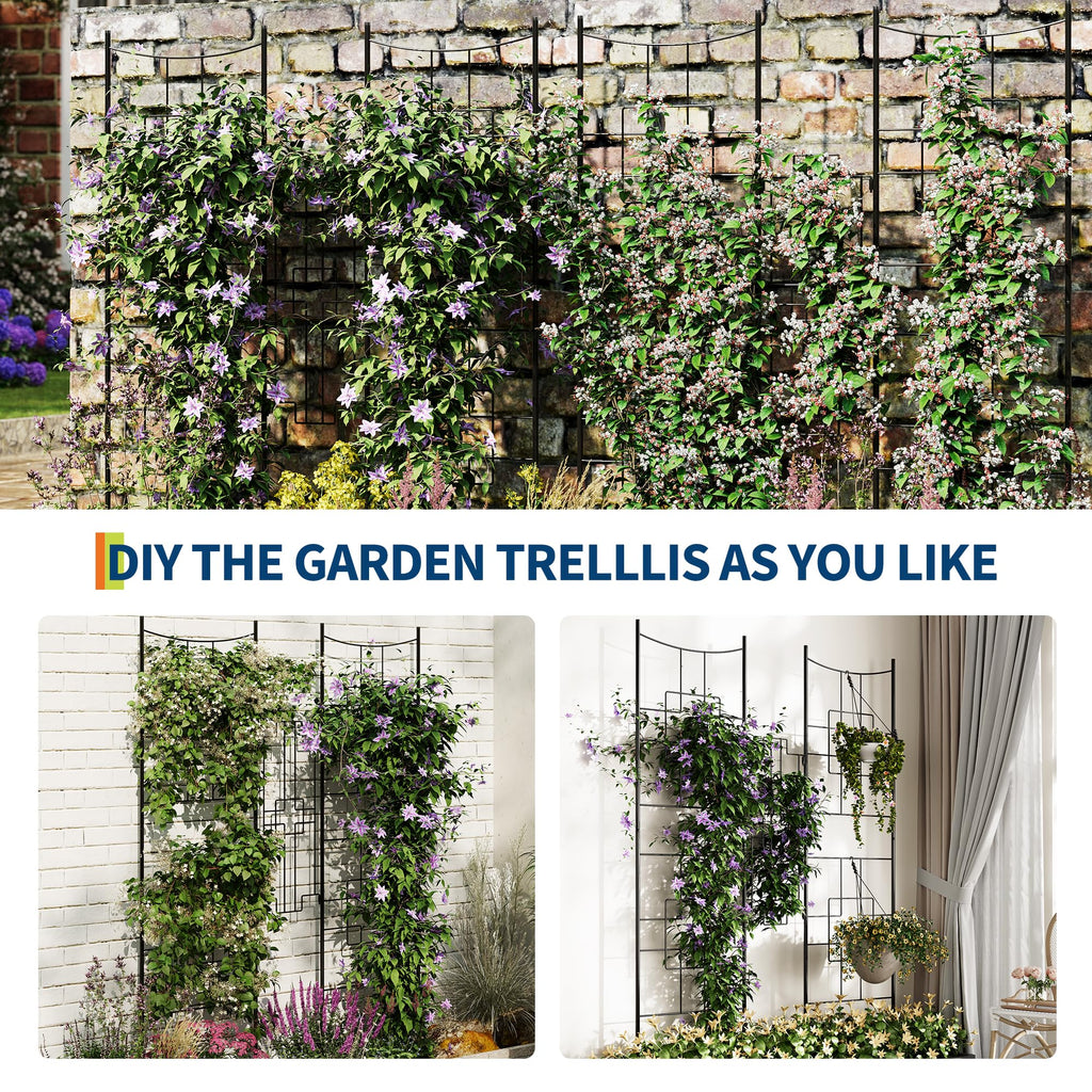 Garvee Elegant 2 Rack Baroque Iron Trellis for Climbing Plants, Rustproof Durable Support with Ergonomic Design, Easy Assembly, Black Finish for Garden & Indoor Use