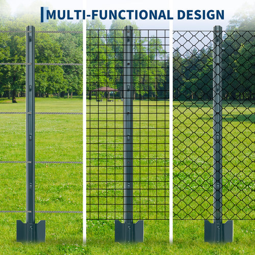 Garvee 10 Packs 3ft Garden Fence Posts Steel U-Channel Powder-Coated Durable Adjustable Tabs for Wire Fencing Garden Protection
