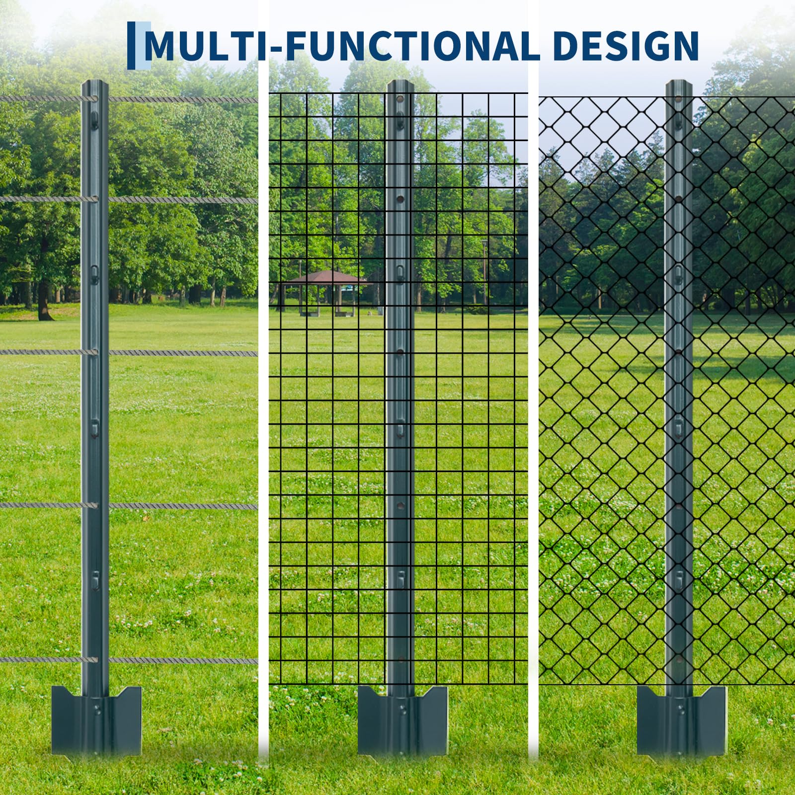Garvee 10 Packs 4ft Garden Fence Posts U-Channel Metal Corner Anchor Heavy Duty Steel Powder-Coated Durable for Wire Fencing and Plant Protection